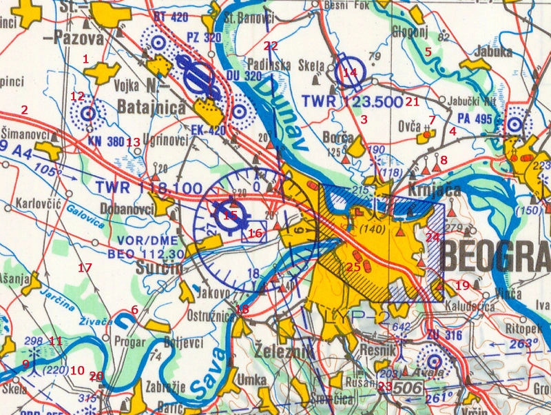 Na slici br.2 je mapa na kojoj su pojedini znaci obeleženi brojevima. Gledajući u kartu izaberite tačan odgovor. Navigacija - Na slici br.2 je mapa na kojoj su pojedini znaci obeleženi brojevima. Gledajući u kartu izaberite tačan odgovor.